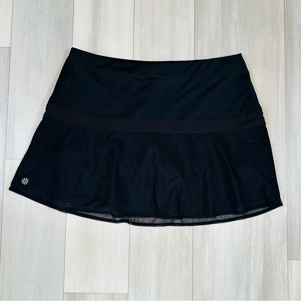 Athleta Women’s Black Skort Sheer Overlay Skirt Size Large - Picture 3 of 6